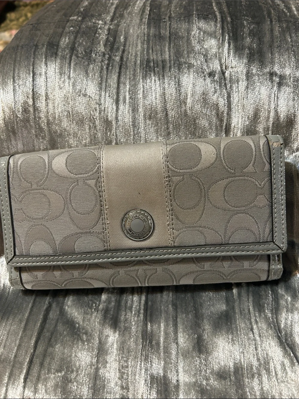 Coach Gray Signature Wallet and Card Case Set